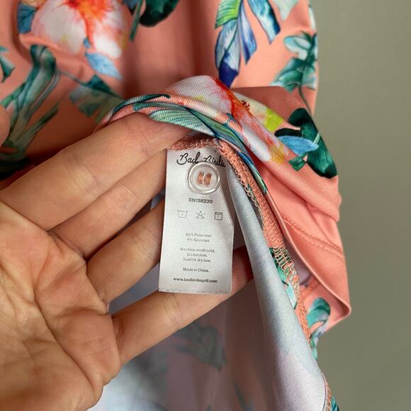 BAD BIRDIE Fresco Short Sleeve Polo‎ Shirt Large Pink Green Floral Golf Casual - Picture 13 of 13